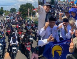 Ribuan Masyarakat Padati Jalan Antar Paslon IMAM Daftar Ke KIP Lhokseumawe